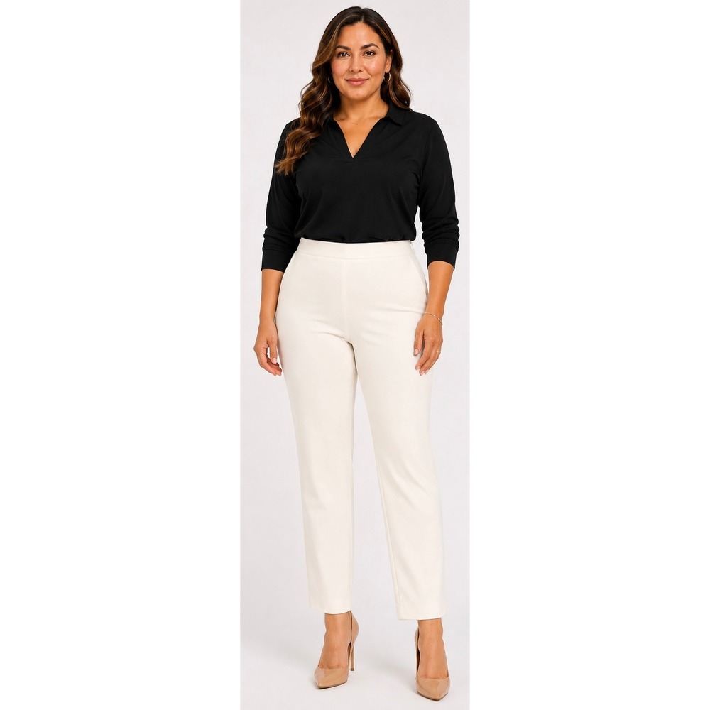 NWT Coldwater Creek Holly Side Zip Pant Off White Straight Leg Classic Waist W18